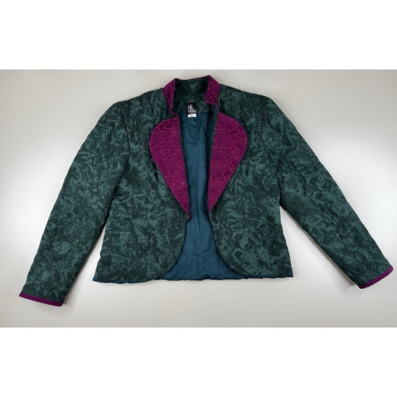 Ali Miles Jackets & Blazers - Vintage Ali Miles Quilted Jacket Blazer Women's 8 Teal Green Purple USA Made 90s